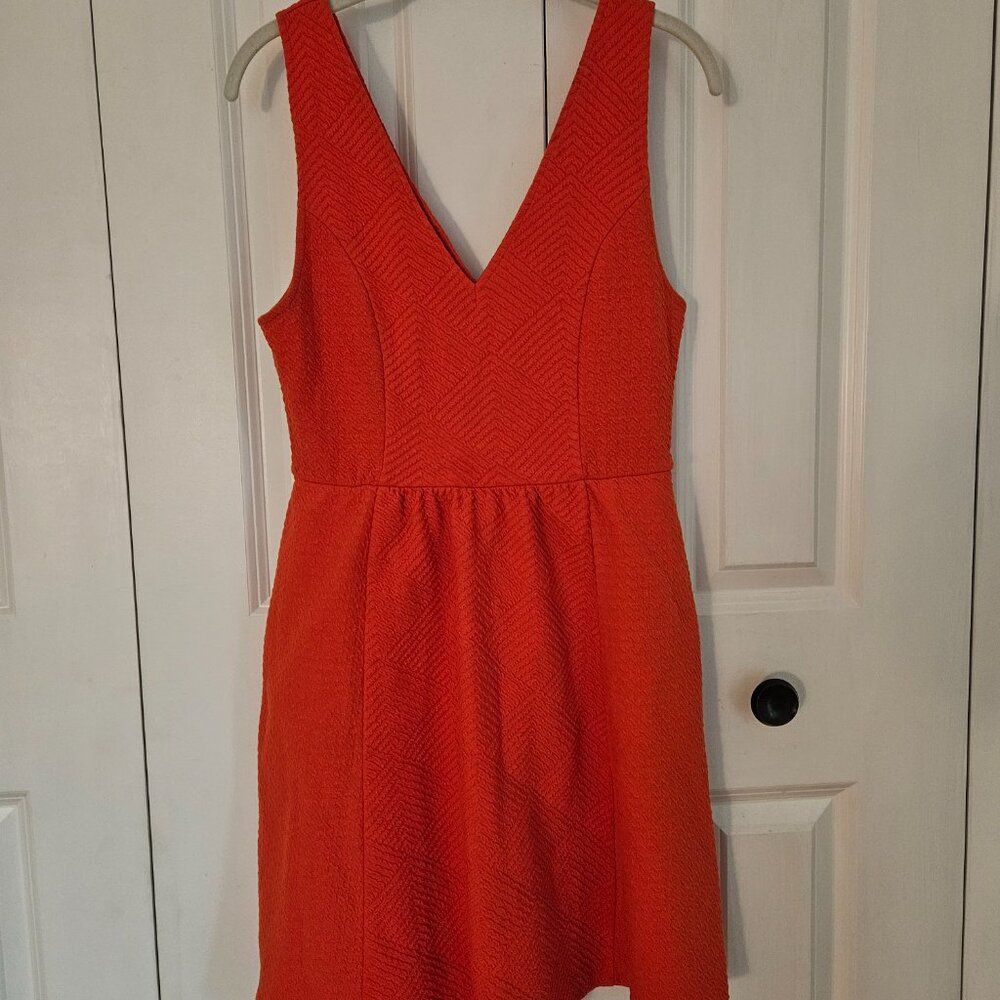 Anthropologies Maeve Orange V-Neck Textured Dress Size 12
